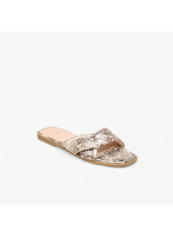 Flora Bella By Shoexpress Women Solid Knot Detail Slip-On Flat Sandals