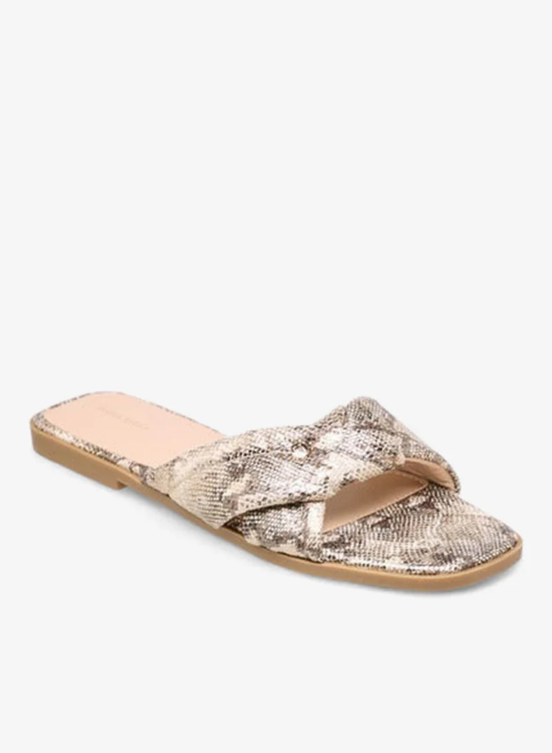 Flora Bella By Shoexpress Women Solid Knot Detail Slip-On Flat Sandals