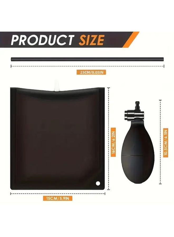 طقم إسفين هواء ثقيل أسود مع مضخة مدمجة لإصلاح السيارات والبناء - Image 3