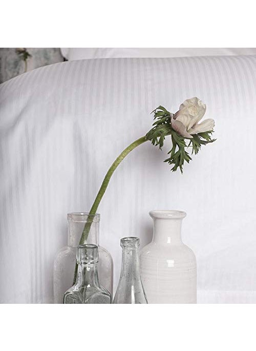 IWISH I WISH 100 400 TC Self Satin Stripes Luxury White Duvet Cover Only Single 62x 92 INCHES  - Image 2