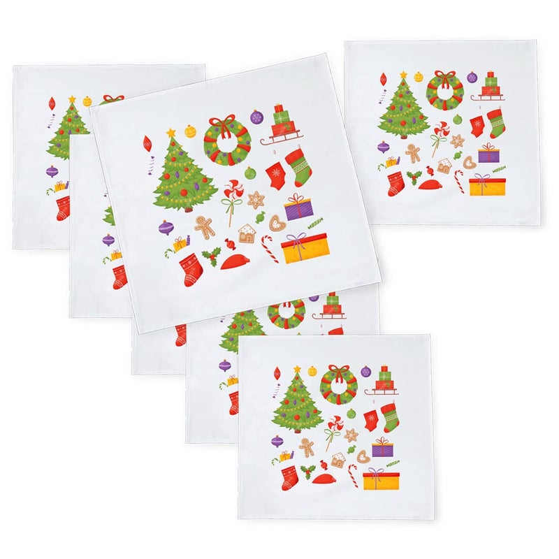 Khakee مناديل طاولة حرير بموضوع عيد الميلاد 6 قطع 10x10 لتزيين عيد الميلاد زينة عيد الميلاد هدية عيد الميلاد xmas21802 - Image 1