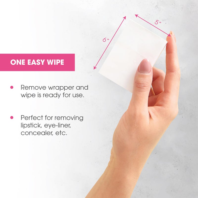 Diamond Wipes مناديل ماسية لتنظيف الوجه وإزالة المكياج المقاومة للماء، علبة تحتوي على 50 منديل، مناديل خالية من الكحول مع فيتامين E - Image 4