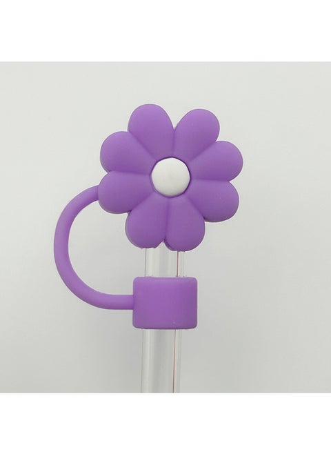 Cross-border 10mm Stanley Straw Cap Cute Flower Straw Plug Stanley Straw Dust Cover Cover Cover Accessories-Color:Purple-Specifications:Bulk