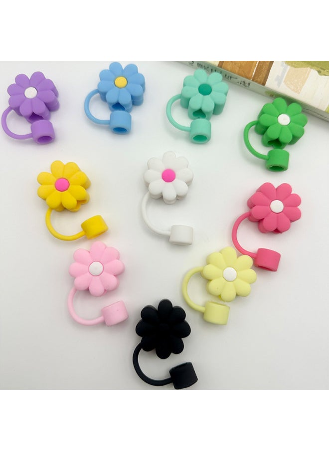 Generic - Cross-border 10mm Stanley Straw Cap Cute Flower Straw Plug Stanley Straw Dust Cover Cover Cover Accessories-Color:Purple-Specifications:Bulk - Image 1