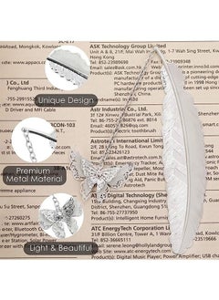 Generic Feather Luminous Metal Bookmark, Vintage Handmade 3D Butterfly Pendant Book Markers, Retro Simple Creative Birthday Gifts (Silver)  - Image 3