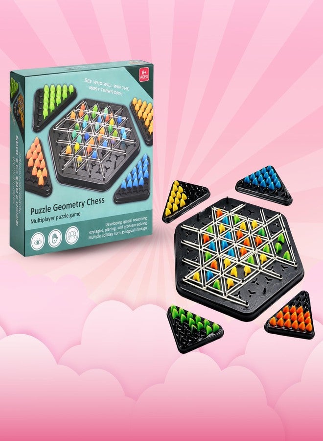 Wishluck Chain Triangle Chess Game | Elastic Strategy Board Game for Kids & Family | Brain Teaser Logic Game with Colorful Pegs(Chain Triangle Chess) - Image 3