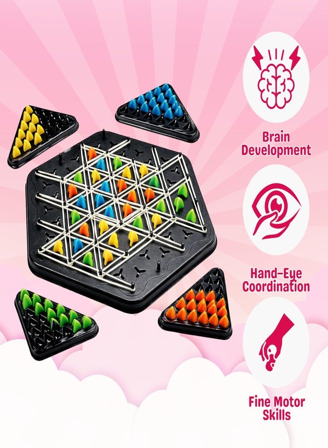 Wishluck Chain Triangle Chess Game | Elastic Strategy Board Game for Kids & Family | Brain Teaser Logic Game with Colorful Pegs(Chain Triangle Chess) - Image 4