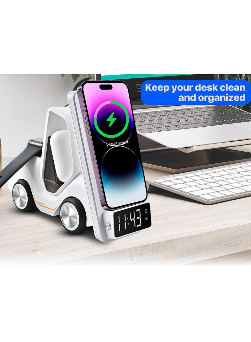 Barakah محطة شحن لاسلكية 5 في 1 مع شحن سريع لجهاز iPhone 12-15، AirPods Pro، ساعة آبل، ساعة منبه وضوء ليلي، مثالية للمنزل والمكتب - Image 5