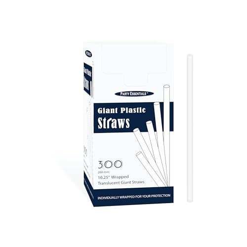Party Essentials Disposable Plastic Drinking Straws, 10.25" Giant/300 Count, Individually Wrapped Clear - Image 1