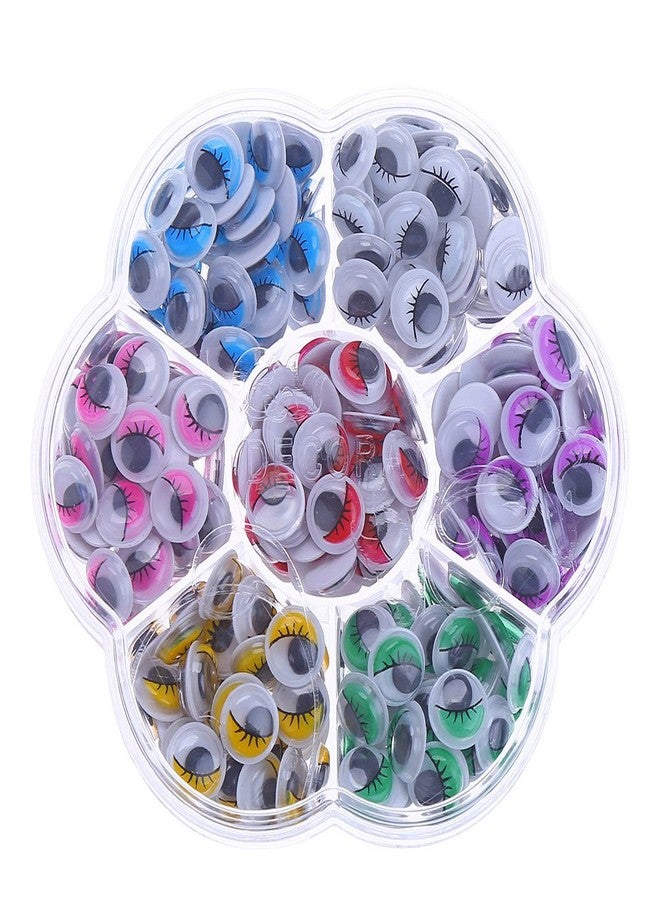 Decora 140pcs 12mm Mixed Colors Googly Wiggly Eyes with Eyelash with Self-Adhesive DIY Scrapbooking Crafts Toy Accessories - Image 1