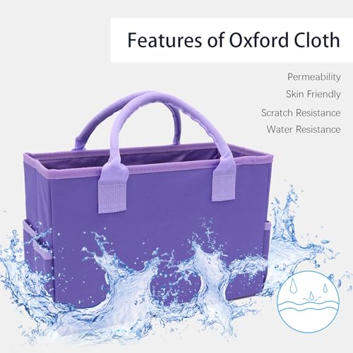 Cupohus Art Organizer Craft Storage Tote Bag with Pockets and Hadles, Oxford Fabric Carrying Caddy for Teacher, Officer, Artist, Students, Traveler, and more – Purple - Image 3