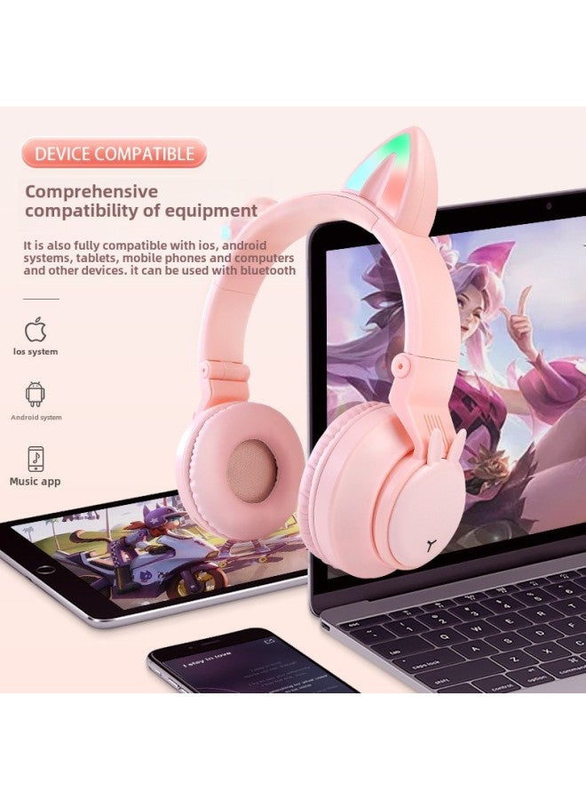 [Style] Cat Ear Bluetooth Headset PT02 Net Red Design Bass Super Long Endurance Headset Game Headset-Color:[Cat Film] Athens Black  - Image 2