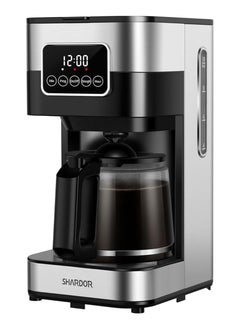 SHARDOR 10 Cup 900 Watt Programmable Coffee Maker, Drip Coffee Machine with Touch Screen, Glass Carafe, Reusable Filter, Warming Plate, Regular & Strong Brew for Home and Office - Silver