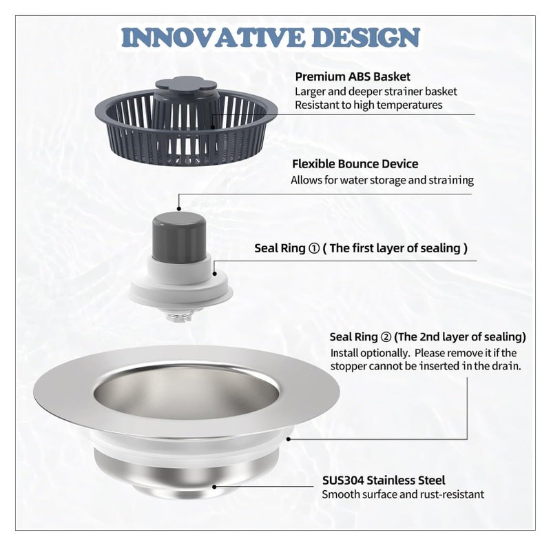 CRULAC 3-in-1 Kitchen Waste Strainer, Sink Drainer Net, Sink Jali and Stopper, Sink Waste Collector Basket - Image 5