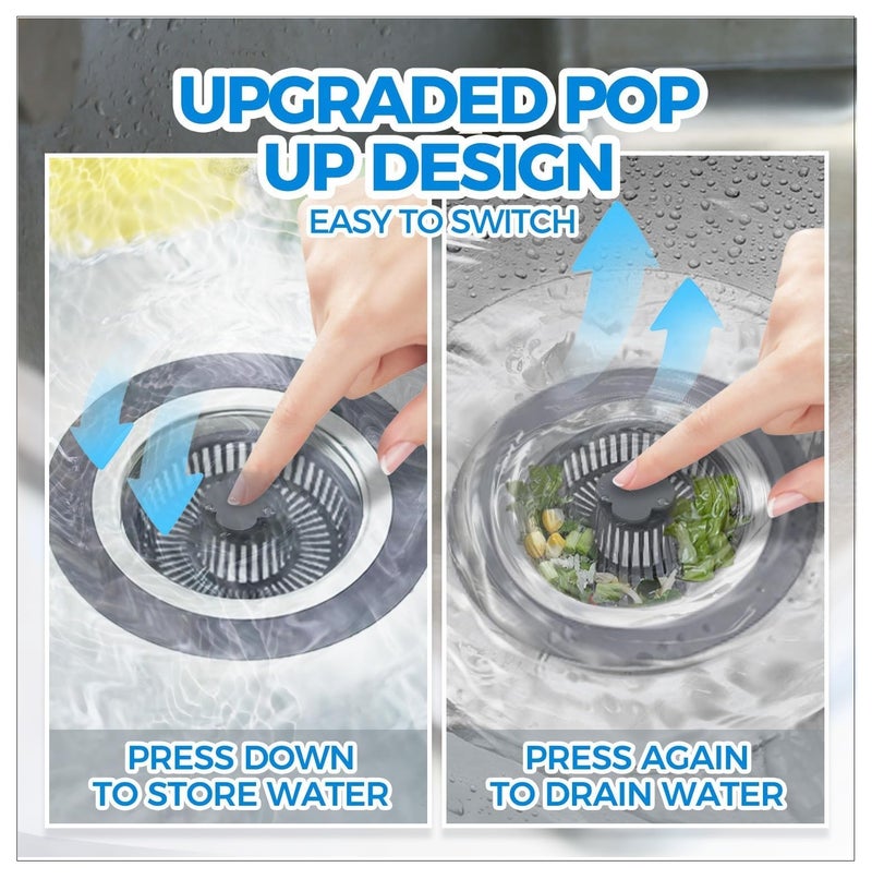 CRULAC 3-in-1 Kitchen Waste Strainer, Sink Drainer Net, Sink Jali and Stopper, Sink Waste Collector Basket - Image 3