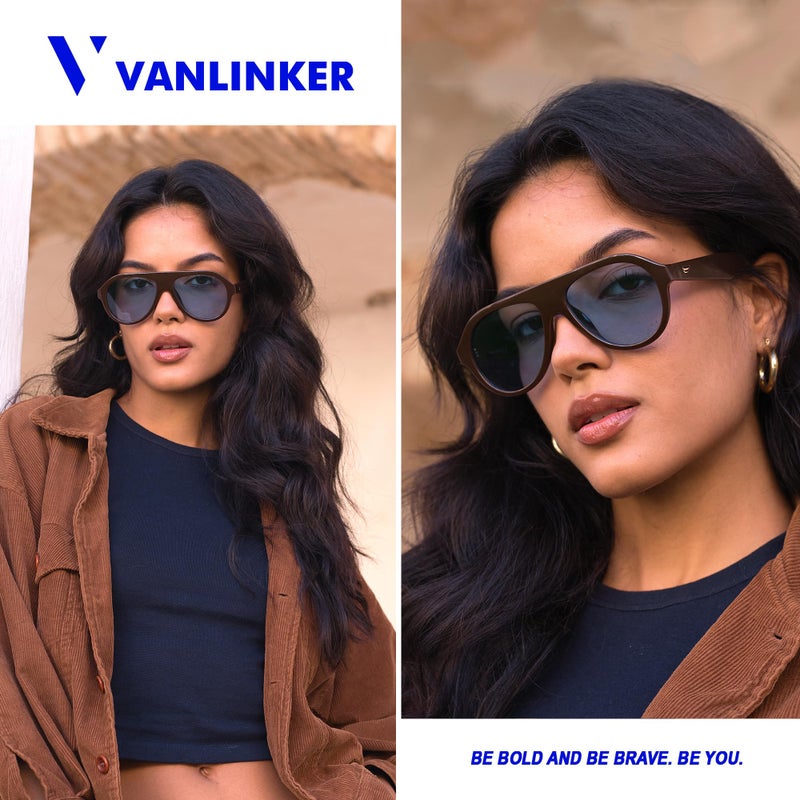 VANLINKER Retro Aviator Polarized Sunglasses for Men Women Trendy 70s Vintage Plastic Frame Sun Glasses VL9750,Blue - Image 2