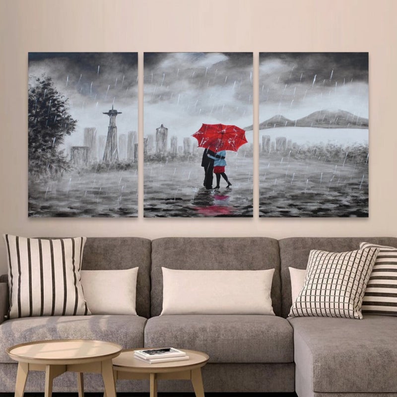 ماركتنا ثلاث لوحات قماشية فخمة بتصميم مودرن مع برواز مجوف مقاس (90×40) ثلاث قطع - Image 1