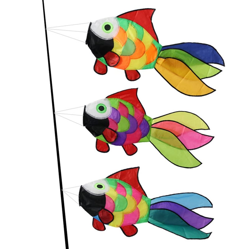 9KM DWLIFE 9KM DWLIFE 32 in Rainbow Fishing Windsock Spinner Garden Decoration 3 PCS 