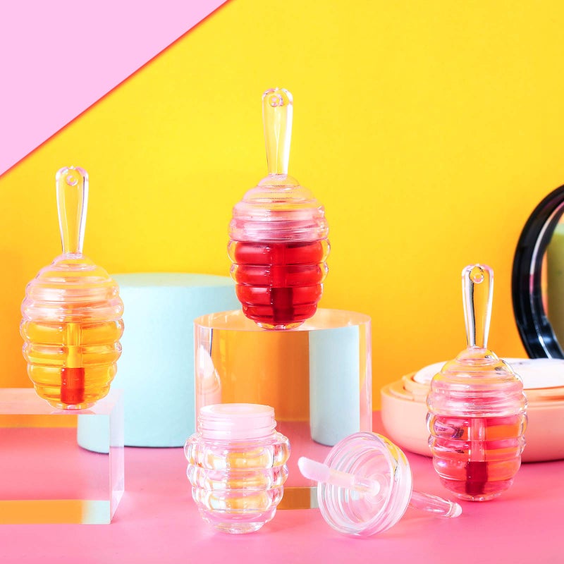 Patelai 28 Pieces Honey Pots Shaped Lip Gloss Tube Empty Lip Gloss Containers Lip Balm Bottle Refillable Cute Lipstick Tubes with Wand for Women DIY Cosmetics(Clear)  - Image 3