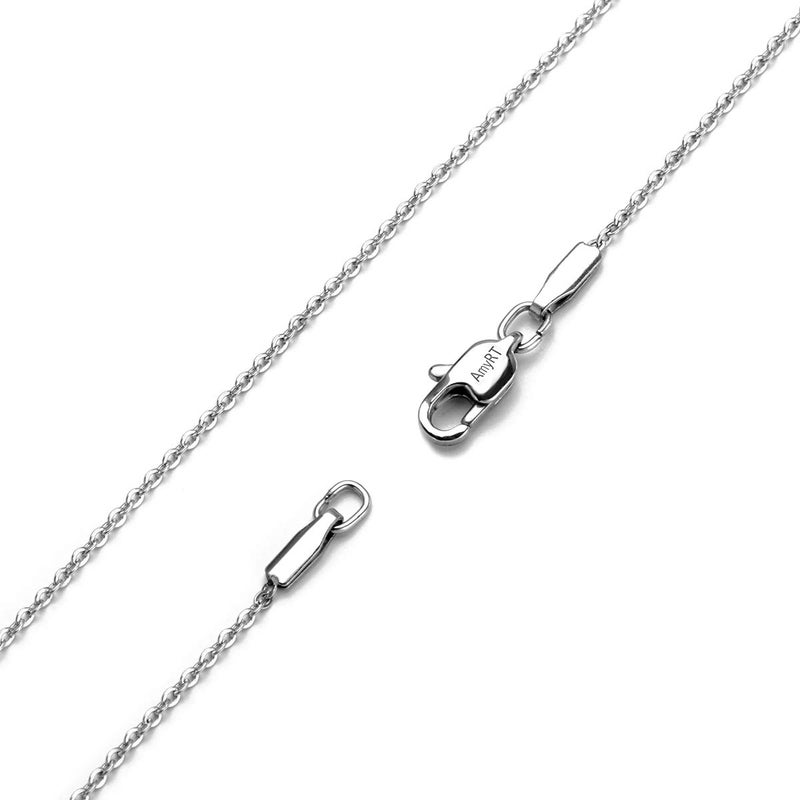 AmyRT Jewelry 1.2mm Titanium Steel Silver Cable Chain Necklaces for Women 16 in - Image 1