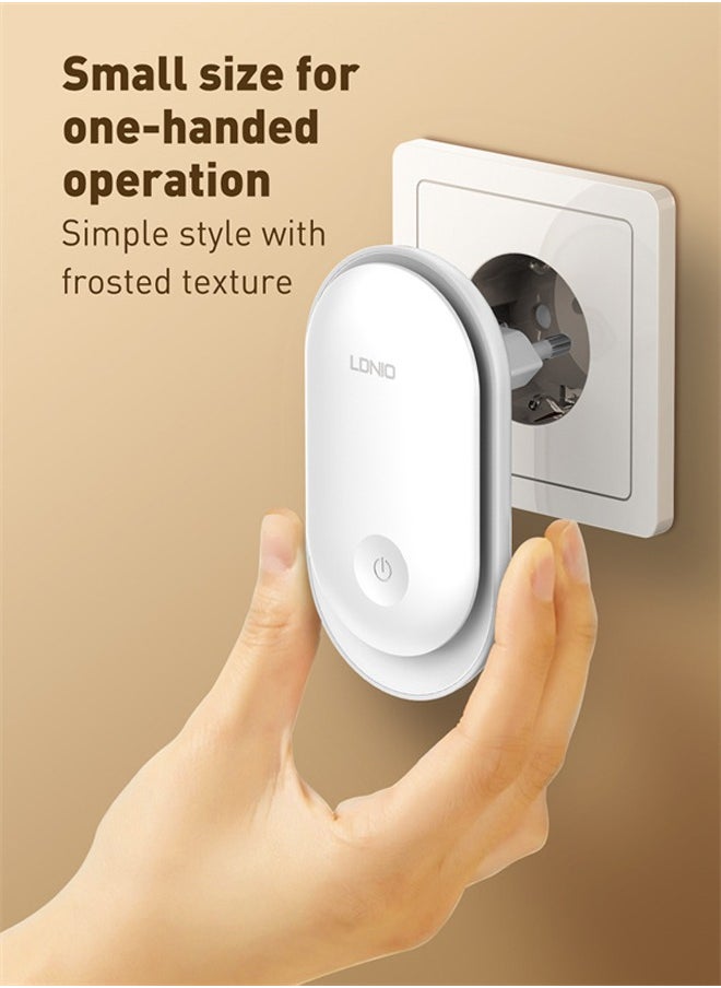 Night Light Socket with Twilight Sensor, Night Lamp for Children 3-Level Brightness Adjustment, Warm White Night Lamp for Bedroom, Staircase White