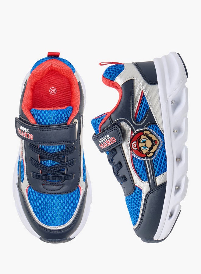 Super Mario Applique Detail Light-Up Sneakers with Hook and Loop Closure - Image 1