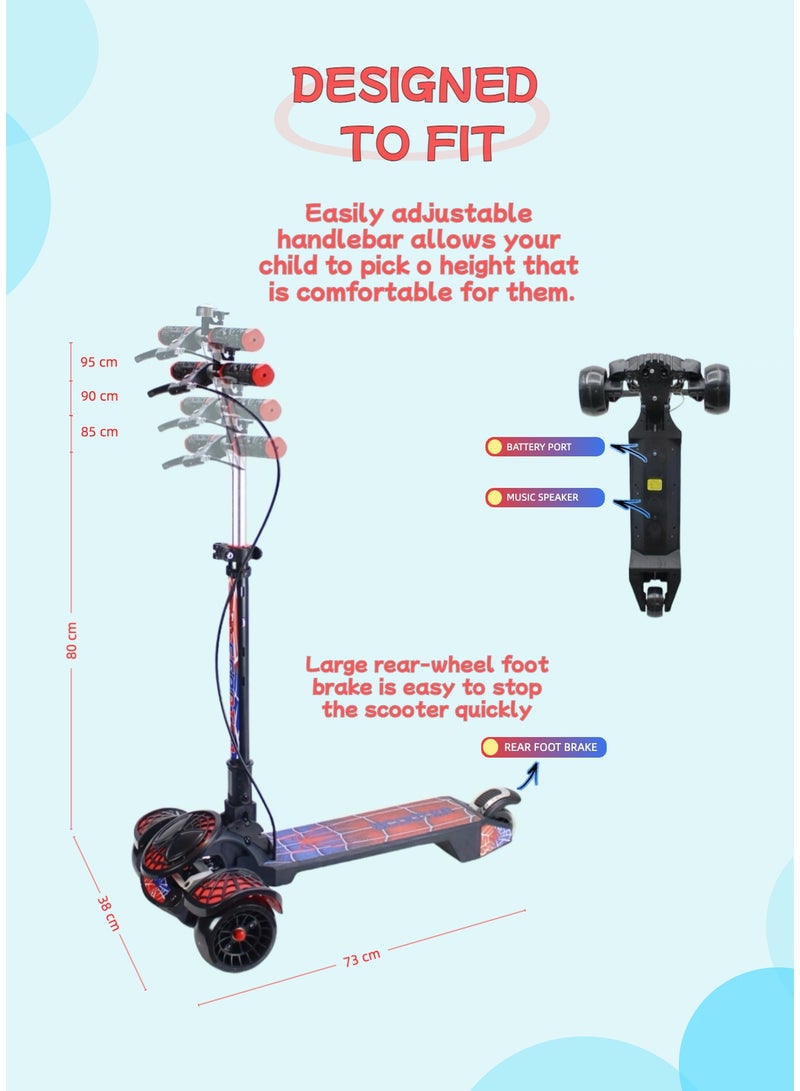 EASY FUTURE Kids Kick Scooter: Foldable Design, Height-Adjustable Handle, LED Wheels, Rear Brake, Handle Brake & Music for Ages 3-8 - Image 3