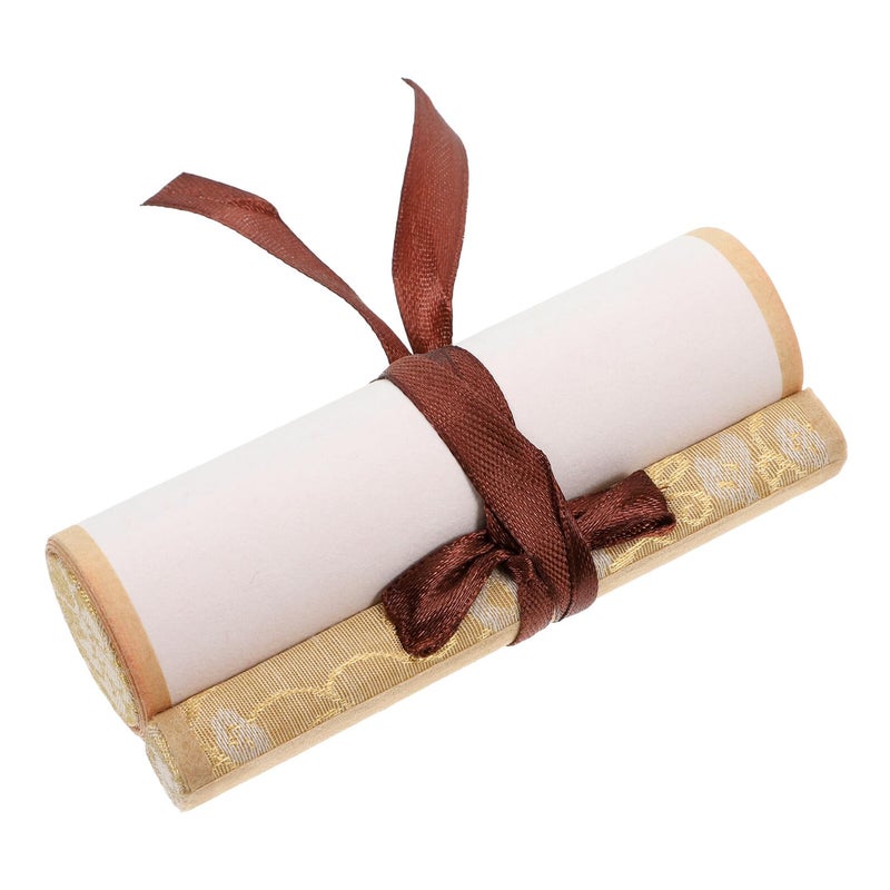 Chinese Calligraphy Rice Paper Scroll Red Gold 10x36cm with Wooden Rod for Painting Wedding Vows - Image 2