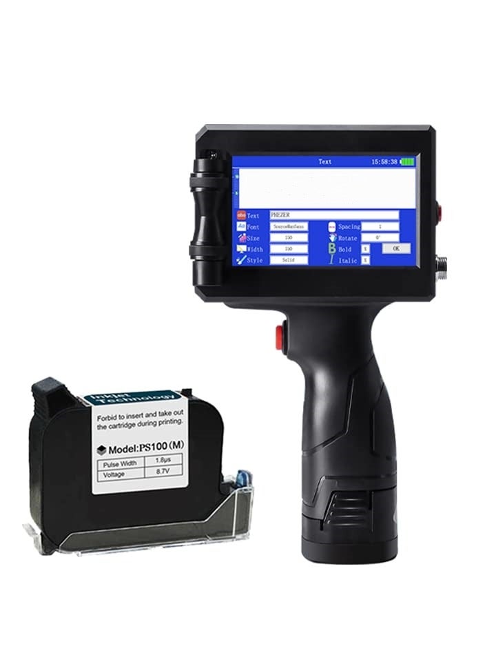 SYOSI Handheld Inkjet Printer Competible with ALL Surface 0.5 Inch Nozzle, Number Printing Variable Data Printer Product Label Printer for QRCode Barcode Production Date Time Logo Batch Number Print - Image 1