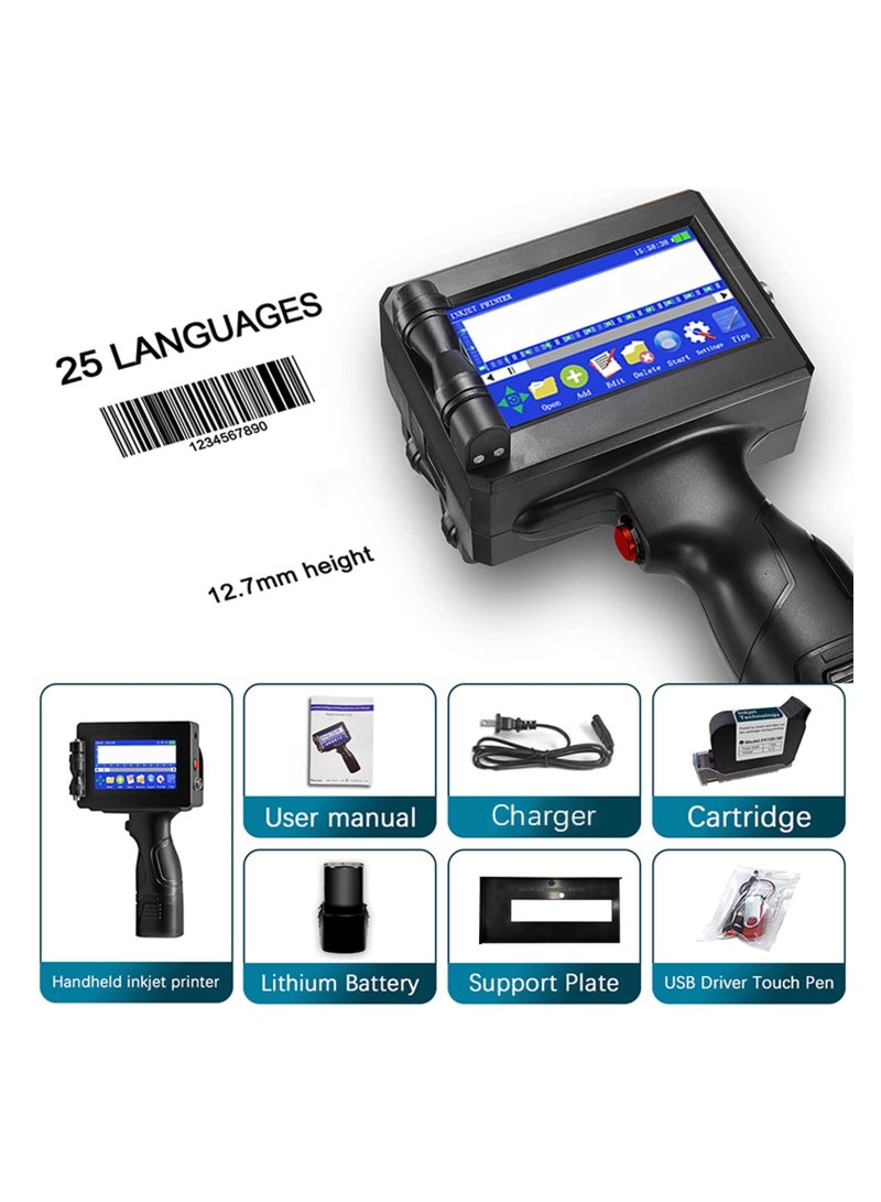 SYOSI Handheld Inkjet Printer Competible with ALL Surface 0.5 Inch Nozzle, Number Printing Variable Data Printer Product Label Printer for QRCode Barcode Production Date Time Logo Batch Number Print - Image 3