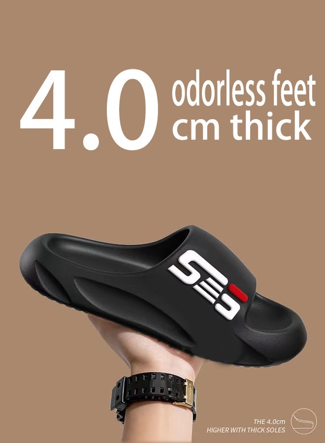 Ses Black summer outdoor wear-resistant home bathroom non-slip bathing soft bottom men's slippers (40-41EUR) - Image 3