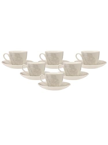 JCPL Fine Ceramic Printed Cup & Saucer Set of 12 (6 Cups + 6 Saucers) - 180 ml Each (Vanilla V413) - Image 3
