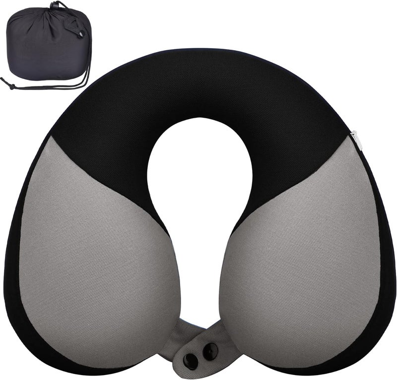 COOLBEBE Kids Travel Neck Pillow, Softly Double Support Travel Pillow for Car & Airplane, Traveling Gifts for Toddler & Children (Black) - Image 1