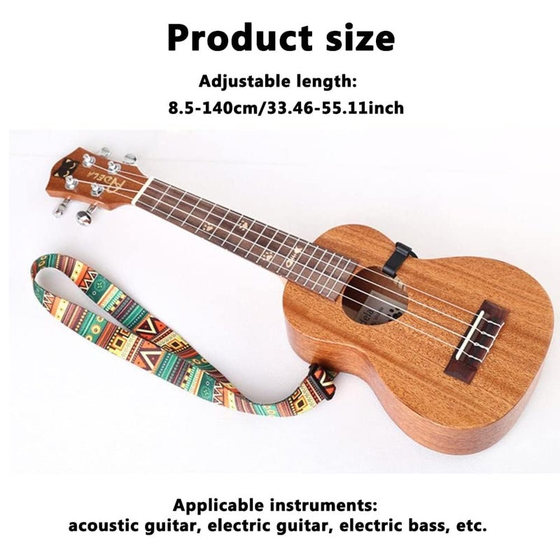 DreamAug Ukulele Strap, Adjustable Mayan Style Ethnic Guitar Strap with Clip, 23"-55" ï¼Œfor Acoustic Guitar, Electric Guitar, Bass, and Ukulele - Image 3