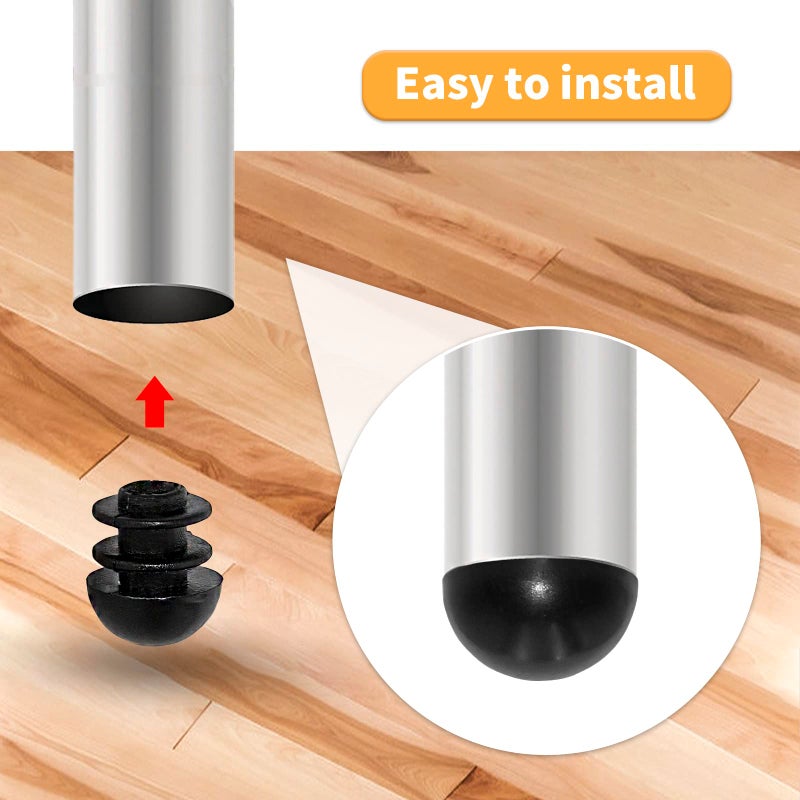 Flyshop 16-Pack Plastic End Caps Round Tube Inserts Black Furniture Glides Table Chair Leg Caps (Fit Round Tube With 1/2"", 13 Mm Outside Diameter) - Image 3