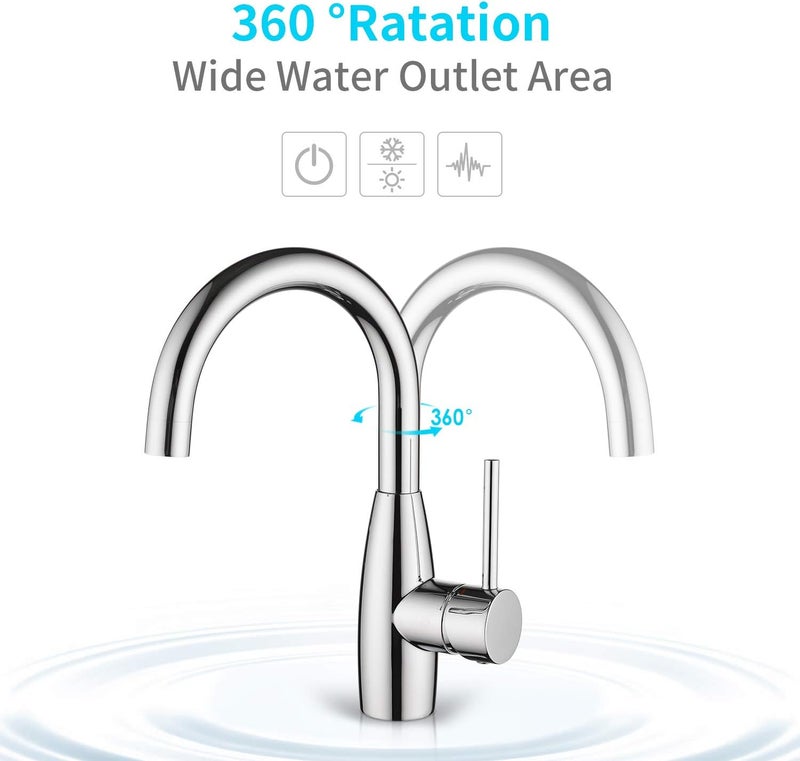 Crea Bar Sink Faucet Bathroom Faucets Single Hole Handle Chrome with Deck Plate Prep Wet Utility Small Mini Faucet for Marine Vessel Outdoor Farmhouse Vanity Lavatory - Image 2