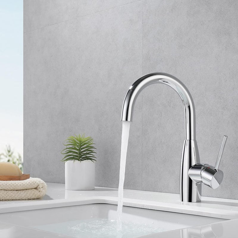 Crea Bar Sink Faucet Bathroom Faucets Single Hole Handle Chrome with Deck Plate Prep Wet Utility Small Mini Faucet for Marine Vessel Outdoor Farmhouse Vanity Lavatory - Image 5