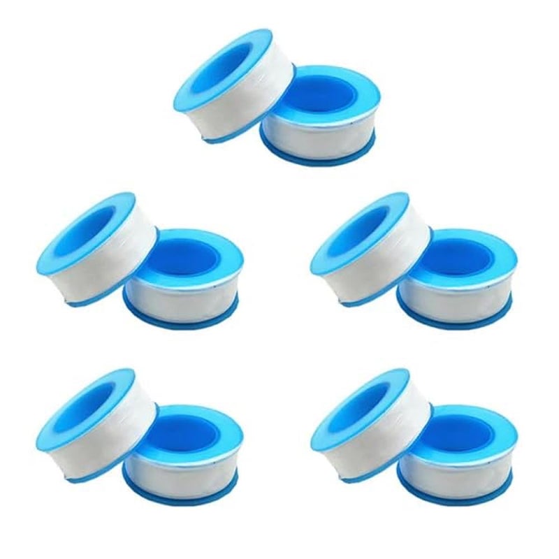 D-Fix ® شريط ختم الخيوط تيفلون مانع تسرب الأنابيب الصناعية لختم الخيوط للسباكين لتسرب المياه والهواء رأس الأنبوب 12 مم × 10 متر (أبيض، 10 قطع) - Image 1