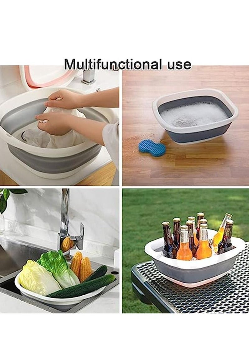 Generic - Collapsible Wash Basin, Portable and Space Saving, Multi-Function Use, Plastic+TPR, Large and High Capacity (Pack of 3) - Image 1