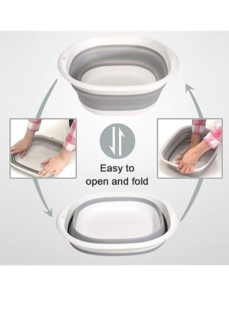 Generic - Collapsible Wash Basin, Portable and Space Saving, Multi-Function Use, Plastic+TPR, Large and High Capacity (Pack of 3) - Image 1