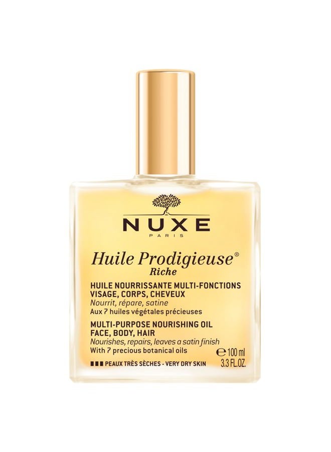 NUXE زيت مغذي بروفيجيي ريتش - ترطيب مكثف وتألق فاخر للوجه والجسم والشعر، 3.3 أونصة سائلة - Image 1