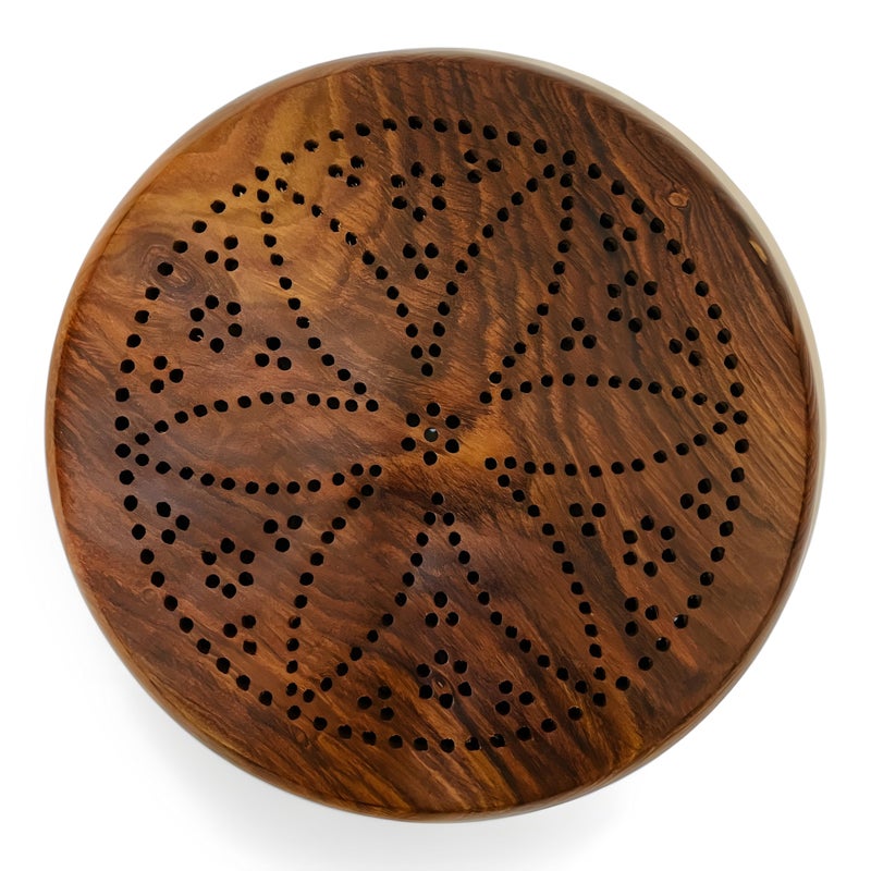 MarvelStore Handcrafted Sheesham Wood Roti/Chapati/Bhakri Plate with Intricate Perforated Floral Design | Durable Kitchen Tool for Roti,Puri | Smooth Finish,Traditional Aesthetic(Serving Plate Large) - Image 3