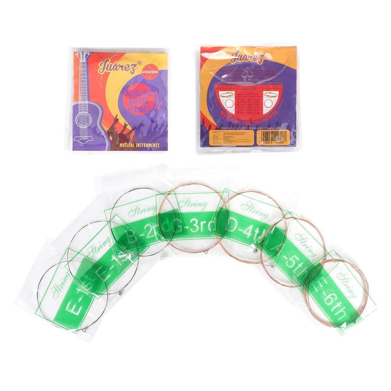Juarez 7-Piece Phosphor Bronze Acoustic Guitar Strings Set – Extra Light Gauge, Stainless Steel E & B, Steel Core, Anti-Rust Coated, Ball-End (E-1st x 2, B-G-D-A-E x 1 Each) - Image 2