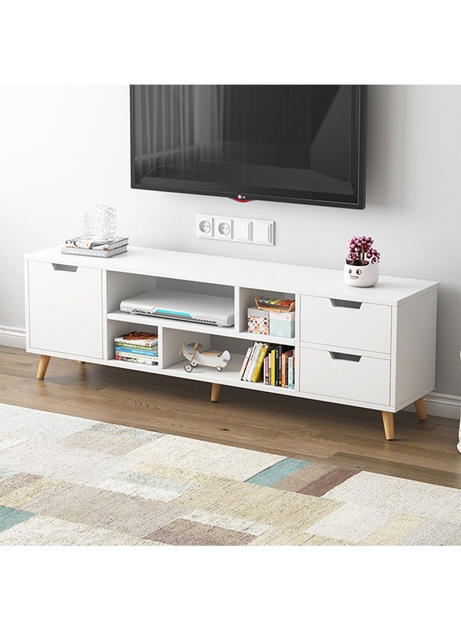  CityRiya-Long طاولة تلفزيون، حامل تلفزيون، خزانة تلفزيون بيضاء، وحدة تلفزيون كبيرة حديثة، حامل تخزين الوسائط، طاولة وحدة تحكم مع تخزين و3 أدراج، طاولة مركز ترفيه خشبي، طاولة تلفزيون لغرفة المعيشة، 140*30*38 سم - Image 5