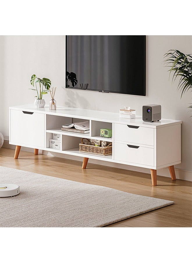 TV Table TV Stand White TV Cabinet Modern Large TV Unit Media Storage Stand Console Table with Storage and 3 Drawers Wooden Entertainment Center TV Table for Living Room, 140*30*38cm