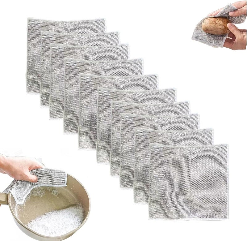 PULME Multipurpose Wire Dishwashing Rags for Wet and DryMultipurpose NonScratch Scrubbing Wire Dishwashing RagsScrubs Cleans for Dishes Sinks Counters Stove Tops Easy Rinsing Machine Washable