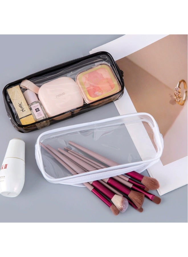 Simple Transparent Large Capacity Pencil Case or Cosmetic Storage Box for Primary and Secondary School Students (White) - Image 3