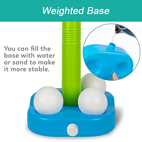 Liberry Adjustable T-Ball Set for Kids and Toddlers, Includes Kids Baseball Bat, Adjustable Height Tee Ball Stand, 4 Balls and Weighted Base, Sports Game Toy Gift for Boys Girls - Image 5