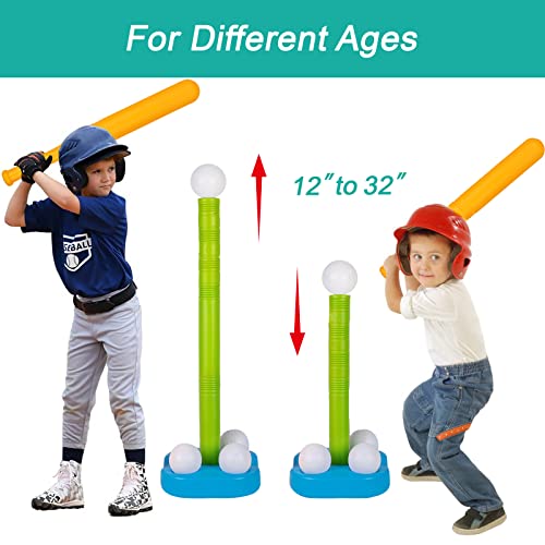 Liberry Adjustable T-Ball Set for Kids and Toddlers, Includes Kids Baseball Bat, Adjustable Height Tee Ball Stand, 4 Balls and Weighted Base, Sports Game Toy Gift for Boys Girls - Image 3
