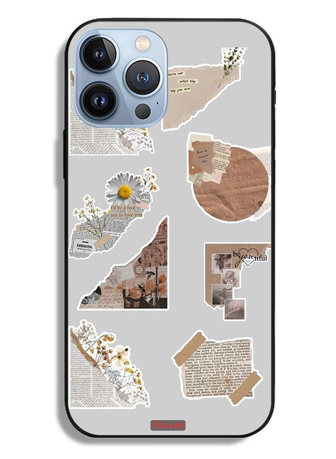 Tolwak Apple iPhone 13 Pro Max Protective Case Pieces Of Paper Stickers - Image 2